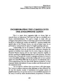Incorporating the 'comedia' into the anglophone canon 