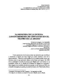La memoria de la escena: los entremeses de Cervantes en el Teatro de la Abadía 
