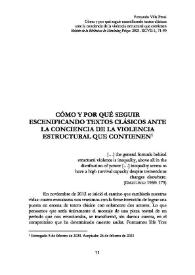 Cómo y por qué seguir escenificando textos clásicos ante la conciencia de la violencia estructural que contienen 