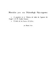 Materiales para una dialectología bajo-aragonesa