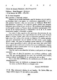Carta de Antonio Machado a José Bergamín. Collioure, 9 de febrero de 1939