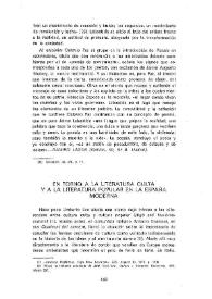 En torno a la literatura culta y a la literatura popular en la España moderna

