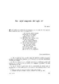 Un zéjel aragonés del siglo XV