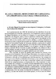 El aula Miguel Hernández de Cartagena: una propuesta cultural y pedagógica