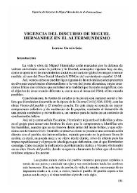 Vigencia del discurso de Miguel Hernández en el altermundismo