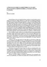 ¿Cómo se dice Miguel Hernández en inglés? Algunas reflexiones sobre la traducción de la poesía
