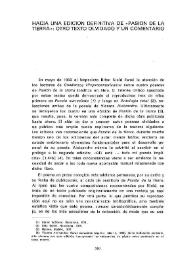 Hacia una edición definitiva de 'Pasión de la tierra': otro texto olvidado y un comentario