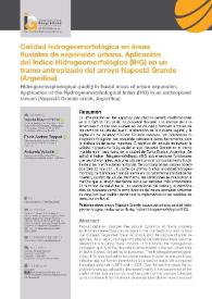 Calidad hidrogeomorfológica en áreas fluviales de expansión urbana. Aplicación del Índice Hidrogeomorfológico (IHG) en un tramo antropizado del...
