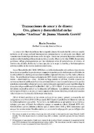 Transacciones de amor y de dinero: Oro, género y domesticidad en las leyendas 'Andinas' de Juana Manuela Gorriti