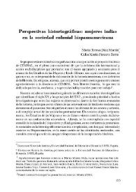 Perspectivas historiográficas: mujeres indias en la sociedad colonial hispanoamericana
