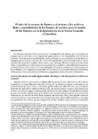 El mito de la escasez de fuentes y el retorno a los archivos. Retos y posibilidades de las fuentes de archivo para el estudio de las mujeres en la...