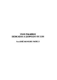 Unas palabras dedicadas a Leopoldo de Luis