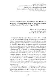 Jerónimo de la Hoz Regules. 'Miguel Artigas: de la Biblioteca de Menéndez Pelayo a la dirección de la Biblioteca Nacional'. Madrid. Fundación...