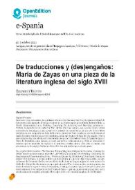 De traducciones y (des)engaños: María de Zayas en una pieza de la literatura inglesa del siglo XVIII