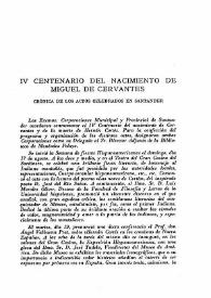 IV centenario del nacimiento de Miguel de Cervantes. Crónica de los actos celebrados en Santander