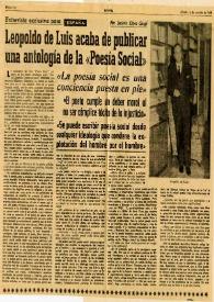 Leopoldo de Luis acaba de publicar una antología de la 'Poesía Social'
