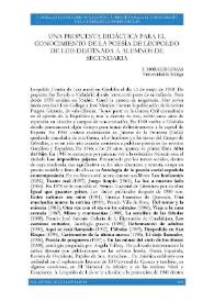Una propuesta didáctica para el conocimiento de la poesía de Leopoldo de Luis destinada a alumnos de Secundaria
