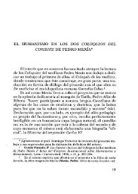 El humanismo en los 'Dos coloquios del combite' de Pedro Mexía 