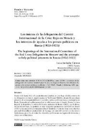 Los inicios de la delegación del Comité Internacional de la Cruz Roja en Moscú y los intentos de ayuda a los presos políticos en Rusia (1920-1923) 