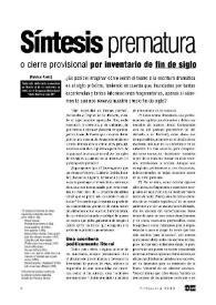 Síntesis prematura o cierre provisional por inventario de fin de siglo
