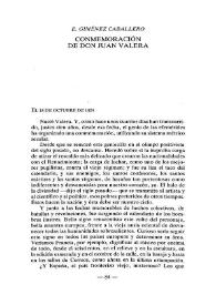 Conmemoración de don Juan Valera  