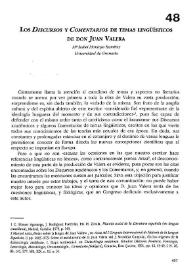 Los 'discursos' y 'comentarios' de temas lingüísticos de don Juan Valera 