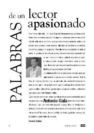 Palabras de un lector apasionado: Palabras de Antonio Gala en la inauguración del Primer Salón del Libro Teatral Español e Iberoamericano  