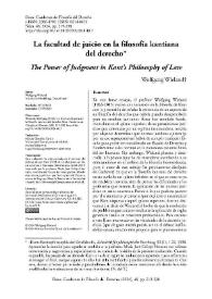 La facultad de juicio en la filosofía kantiana del derecho