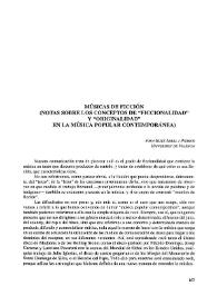 Músicas de ficción (notas sobre los conceptos de ficcionalidad' y 'originalidad' en la música popular contemporánea)