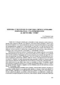 Historia y ficción en el discurso crítico literario post-colonial: una introducción al mundo del 'otro' 
