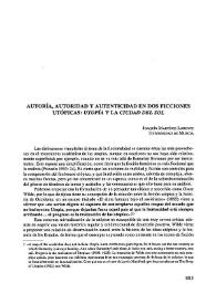 Autoría, autoridad y autenticidad en dos ficciones utópicas: 'Utopía' y 'La Ciudad del Sol' 