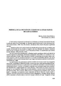 Poética de la ficción en 'Juegos de la edad tardía' de Luis Landero