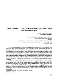 La ficción en el texto jurídico: constitucionalismo hispanoamericano