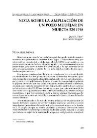Nota sobre la ampliación de un pozo mudéjar en Murcia en 1748