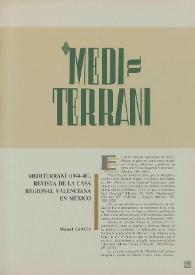 'Mediterrani (1944-1946)'. Revista de la Casa Regional Valenciana en México