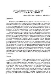 La traducción 'hacia arriba' en 'Dafnis y Cloe' de Juan Valera