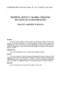 Escritura mística y palabra creadora en Juana de la Encarnación