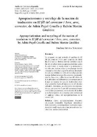 Apropiacionismo y reciclaje de la noción de traducción en 'El fill del corrector / Arre, arre, corrector', de Adrià Pujol Cruells y Rubén Martín...