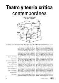 Teatro y teoría crítica contemporánea