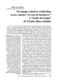 Personaje colectivo e individuo en los cuentos '¡Cosas de hombres!' y 'Noche de bodas' de Vicente Blasco Ibáñez 