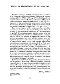 Hacia la bibliografía de Octavio Paz 