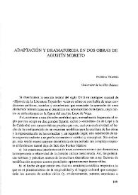 Adaptación y dramaturgia en dos obras de Agustín Moreto