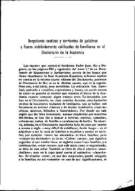 Acepciones castizas y corrientes de palabras y frases indebidamente calificadas de familiares en el Diccionario de la Academia 