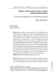 Algunas consideraciones teóricas sobre la interpretación científica 