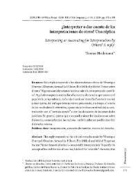 ¿Interpretar o dar cuenta de las interpretaciones de otros? Una réplica  