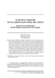 El pes de la tradició en la classificació verbal del català  