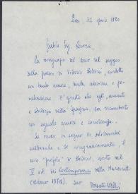 Carta de Donato Valli a José Carlos Rovira. Lecce, 12 de abril de 1980