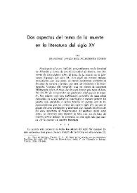 Dos aspectos del tema de la muerte en la literatura del siglo XV