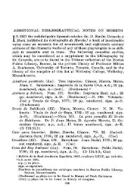 Additional Bibliographical Notes of Moreto 