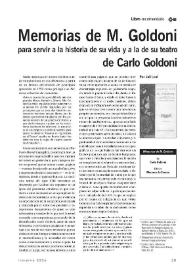 Memorias de M. Goldoni para servir a la historia de su vida y a la de su teatro de Carlo Goldoni